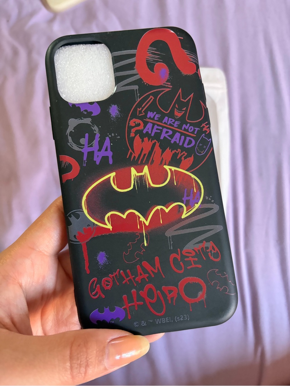 SHEIN Black Batman Graphic iPhone 11 Case with Yellow & Red Accents - Picture 2 of 3